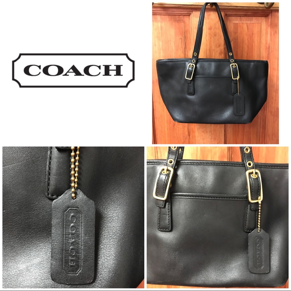 Vintage Coach black leather bag